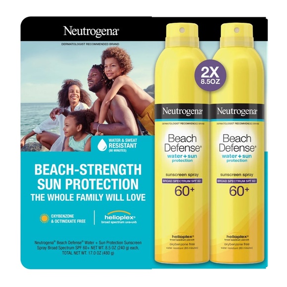 Neutrogena Beach Defense Sunscreen Spray SPF 60+, 8.5 oz, 2-pack - Picture 1 of 2